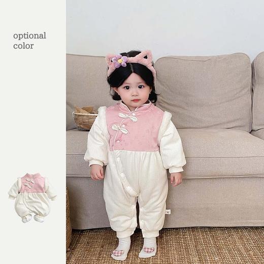 【中国风秋冬婴儿拜年服】满月婴儿服女宝哈衣夹棉连体服 商品图1