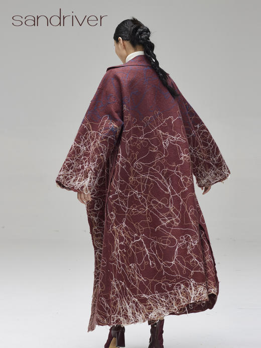 青海羊绒纯手工毛毡风衣外套SJF96W370A 商品图2