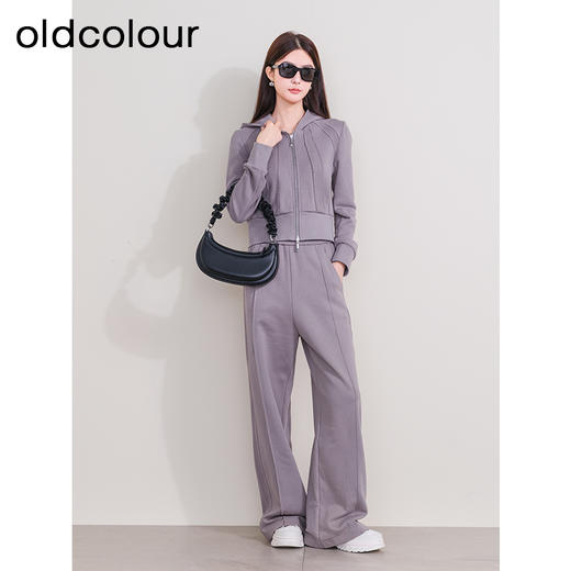 oldcolour冬季新款灰色简约休闲修身连帽短款卫衣外套女P410202A1 商品图2