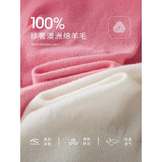 【年货节】熙世界100%纯羊毛衫秋冬内搭针织衫2025新款泡泡袖套头打底毛衣 商品图7