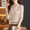 CC-QQH-9138翻领长袖针织小衫女2024早秋新款上衣洋气女士宽松毛衣打底衫春秋 商品缩略图2