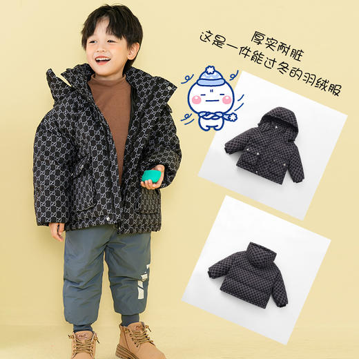 【轻暖百类 印花羽纯服】冬季新款男女童装 儿童中小大童装 加厚保暖羽绒服 连帽长袖外套-QQ 商品图2