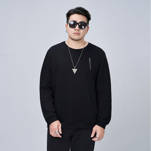 【新款DMH】大依优型大码男装圆领卫衣简约宽松上衣男士胖子打底衫300斤 商品图2