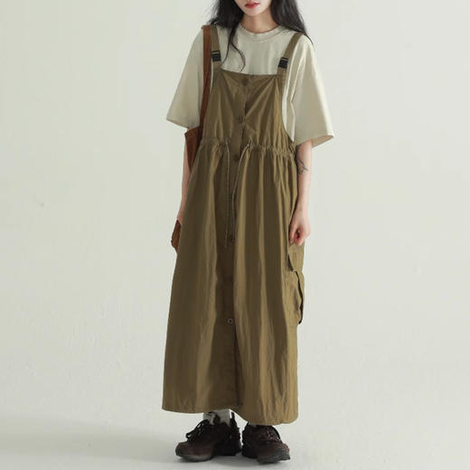 裁缝学苑AS325户外背带裙日系工装风小众设计感宽松百搭休闲长裙 商品图3