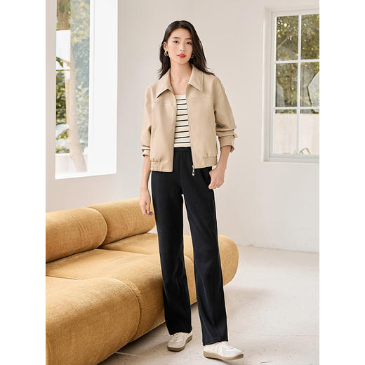 【年货节】熙世界复古港风皮衣外套小个子2025年秋季新款短款翻领pu皮夹克 商品图4