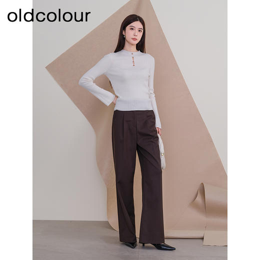 oldcolour欧珂2023冬季休闲时尚高腰修身长裤女P410701A1 商品图3