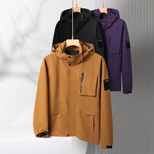 【可拆卸帽】【新款DSS】大依优型大码男装连帽夹克加肥加大休闲夹克胖子宽松防风外套上衣 商品图0