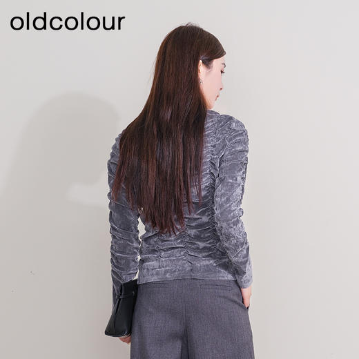 oldcolour欧珂冬季新品休闲时尚绒面长袖T恤女P430201A1 商品图4