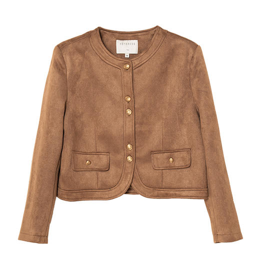 HeyDress复古仿麂皮外套女秋季美拉德短款夹克优雅气质小香风上衣 商品图4