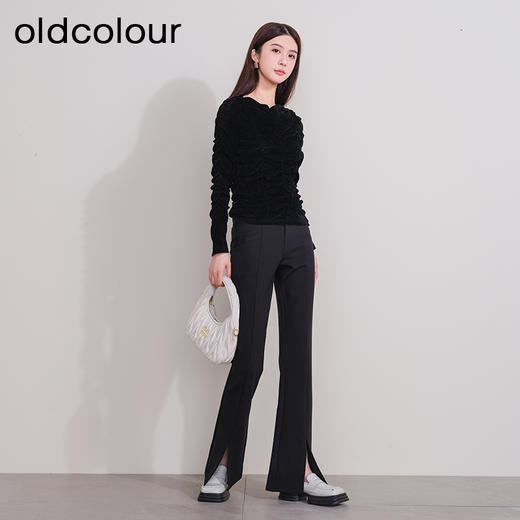 oldcolour欧珂冬季新品休闲时尚绒面长袖T恤女P430201A1 商品图3