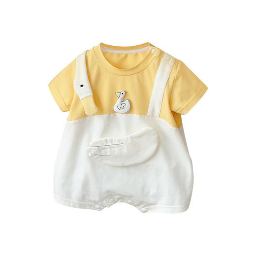 【ins风夏季0-1岁宝宝假两件短爬】薄款短袖新生儿满月百天哈衣外出服 商品图4