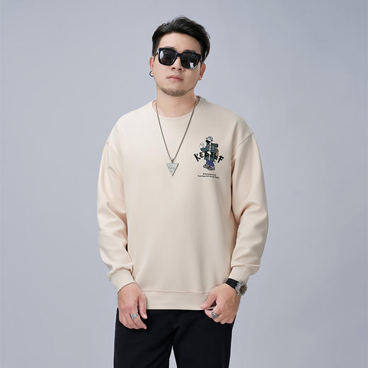 【新款DMH】大依优型大码男装圆领卫衣简约宽松上衣男士胖子打底衫300斤 商品图1