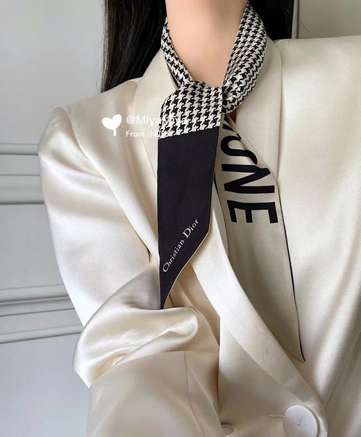 迪O千鸟格字母双面戴丝带丝巾发带包带 商品图4