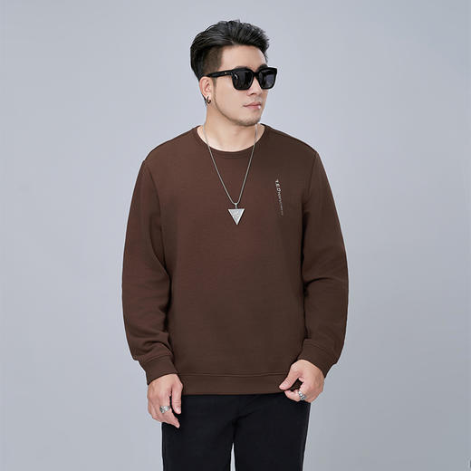 【新款DMH】大依优型大码男装圆领卫衣简约宽松上衣男士胖子打底衫300斤 商品图0