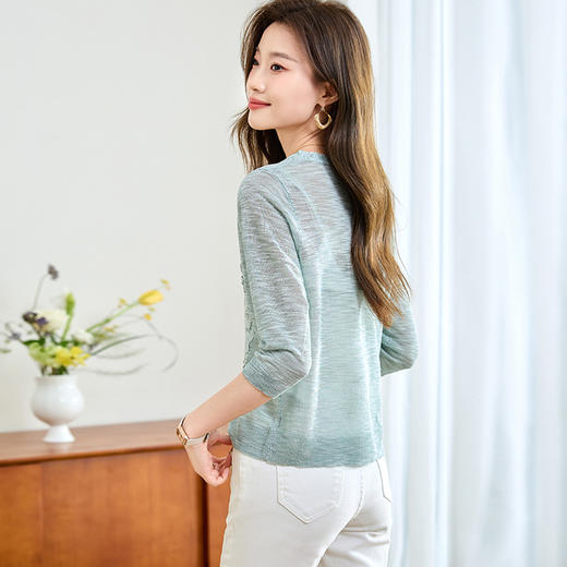 七分袖冰丝开衫，宽松镂空防晒衣披肩半袖上衣CC-ML7729 商品图3