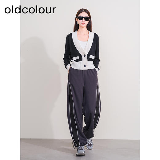 oldcolour冬季新款撞色运动宽松美式工装显瘦休闲长裤女P440710A1 商品图2