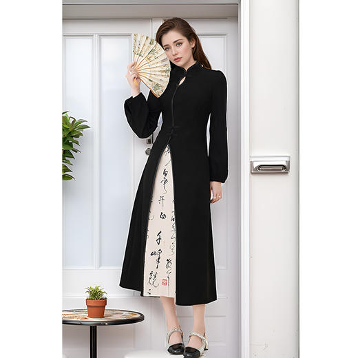 8/22奢姿大码女装2024秋季气质小立领旗袍裙子胖妹妹时尚拼接连衣裙9943862026 商品图2