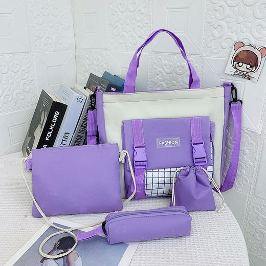 椛道绾媚族书包五件套 赠送小熊挂件*1+胡萝卜挂饰*1+兔子挂饰*1+4个随机徽章 商品图4