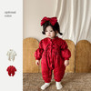 【中国风提花盘扣泡泡袖哈衣】满月婴儿衣服秋冬女宝宝加绒加厚连体衣 商品缩略图3