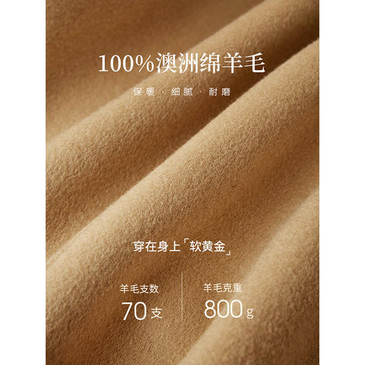 【年终特卖】熙世界黑色双排扣双面呢全羊毛大衣中长款秋冬新款气质毛呢外套 商品图3