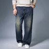 【新款DMH】大依优型大码半松紧腰直筒牛仔裤加肥加大宽松男士胖子300斤显瘦潮流弹力舒适 商品缩略图0