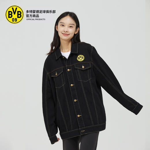 【官方正版】多特蒙德足球俱乐部｜BVB黑色牛仔外套足球迷简约休闲夹克 商品图3