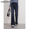 oldcolour冬季新款深蓝色复古气质高腰百搭微喇牛仔裤女P431104A1 商品缩略图3