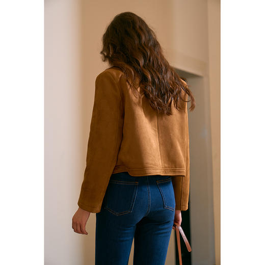 HeyDress复古仿麂皮外套女秋季美拉德短款夹克优雅气质小香风上衣 商品图3