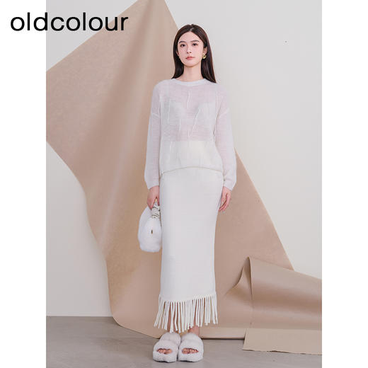 oldcolour欧珂冬新款时尚圆领长袖宽松纯色毛织套头衫女P460503A1 商品图3