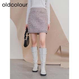 oldcolour欧珂冬季新款休闲时尚格子包臀裙短裙女P460601A1