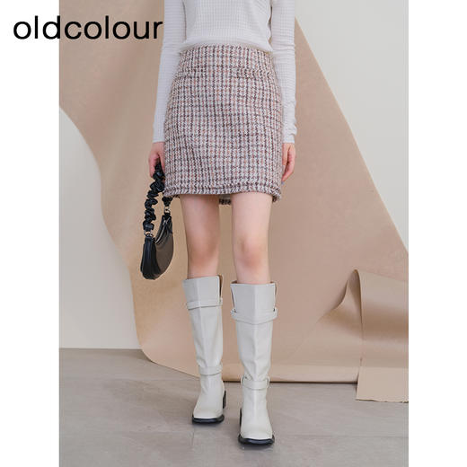 oldcolour欧珂冬季新款休闲时尚格子包臀裙短裙女P460601A1 商品图0