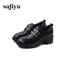 Safiya/索菲娅2024复古英伦风增高厚底漆皮圆头百搭JK小皮鞋 SF43112081 商品缩略图2