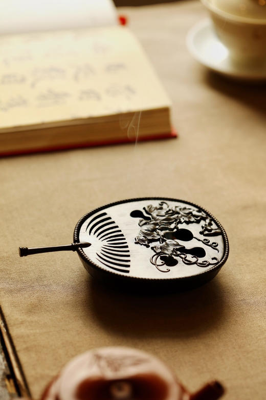 【青山特惠】紫光檀【福禄宝扇】香炉礼盒 b43 商品图4