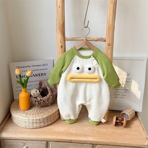 【搞怪大嘴卡通立体婴儿连体衣】春季新款衣服装饰宝宝长袖外出爬爬服 商品图0