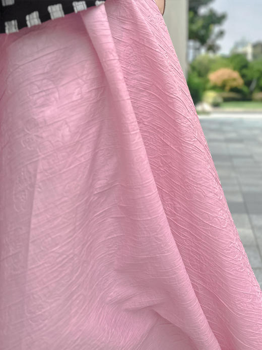 TYNVIE 松紧腰双插袋中长伞裙-粉色 商品图9