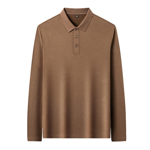 半身缘男装 春秋纯色商务休闲桑蚕丝长袖POLO衫566 商品图11