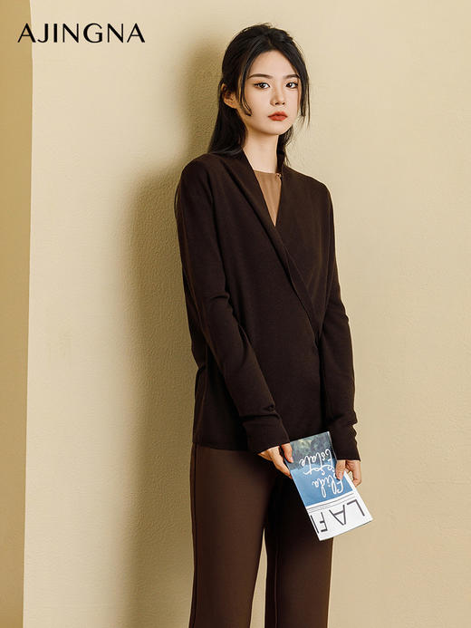 【商场同款】阿菁娜2024秋季新款一片式针织开衫A29Q318029 商品图3