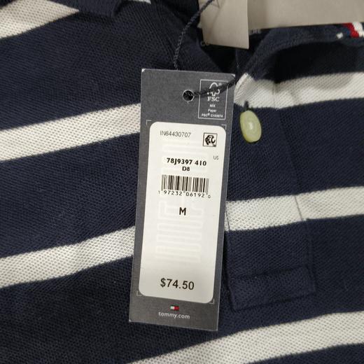 瑕疵Tommy Hilfiger/汤米 男士夏季透气吸湿速干条纹刺绣短袖POLO衫 商品图1