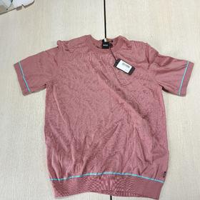 瑕疵HUGO BOSS/胡戈波士 男士黑标罗纹圆领休闲套头短袖针织衫T恤