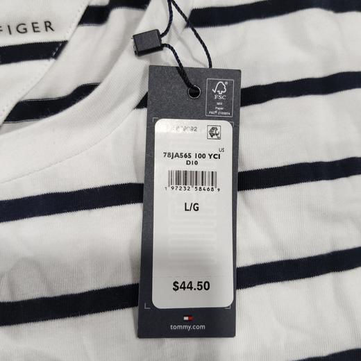 瑕疵Tommy Hilfiger/汤米 男士休闲条纹刺绣小标圆领修身短袖T恤 商品图1