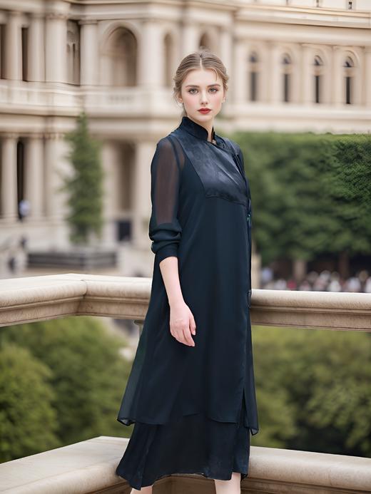 中式拼接连衣裙 商品图3