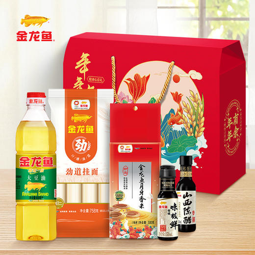 【严选推荐！金龙鱼油米面礼盒】稻田里的营养黄金，组合稻米油400ml+大米500g1斤装送礼袋粮油套餐节日送礼物优选 商品图4