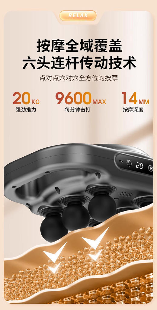 【Auraro六头筋膜枪】深度放松 🌸 哪里酸痛打哪里🔘运动健身一定要有它 ✔ 放松肌肉群，瓦解乳酸堆积，深度放松解乏 商品图3