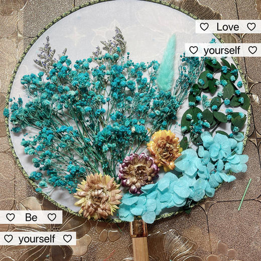 ✅diy永生花手工礼物🏵19.9亲手做的DIY永生花团扇~赠扇架 比送大几千的超市卡❗更让老师记住你❗美轮美奂，亲手制作永不凋零 商品图5