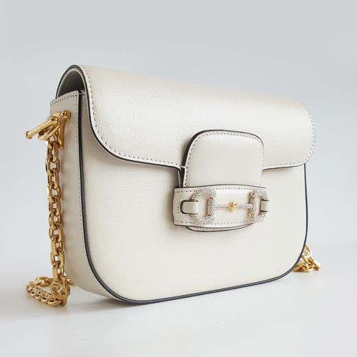 【98新】Gucci古驰1955系列女士白色全皮mini马衔扣钻扣1955链条包单肩包200824NJS01 商品图8