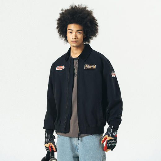 714street美式复古外套男春秋新款翻领上衣潮牌情侣装圣达菲夹克 商品图4