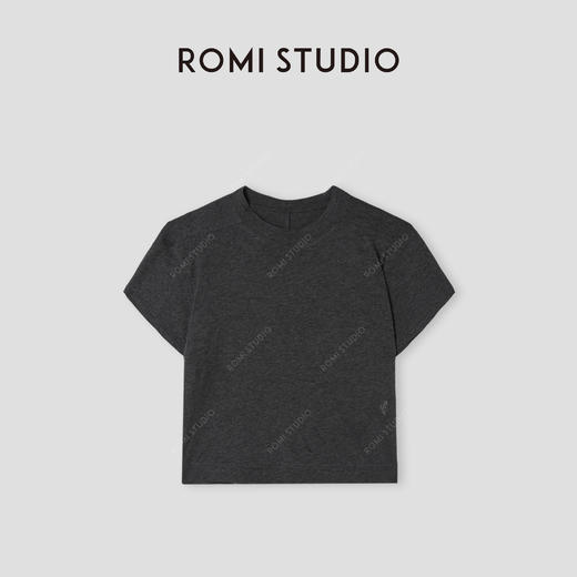 ROMI STUDIO “法式午后” 桑蚕丝绵羊毛混纺半高领短袖T恤421T6119 商品图1