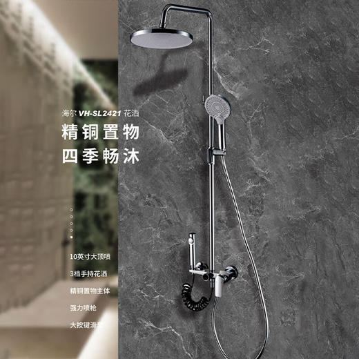 海尔淋浴花洒套装 增压四出水淋浴手持喷枪花洒VH-SL2421 置物主体+增压喷枪+按键滑套 商品图1