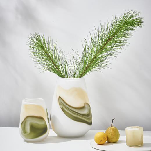 新品白色磨砂水墨效果摆件工艺品玻璃花瓶花插 商品图4