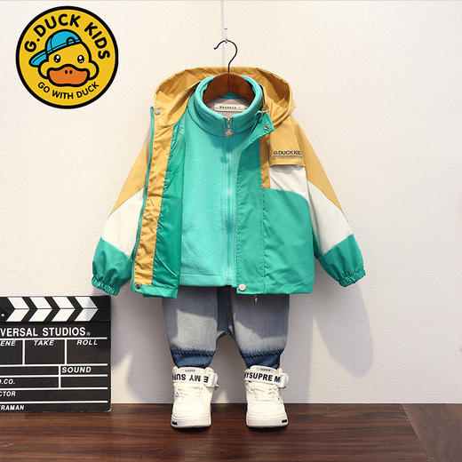 小黄鸭男童冲锋衣三合一儿童外套秋装2024新款春秋款童装女童 商品图3